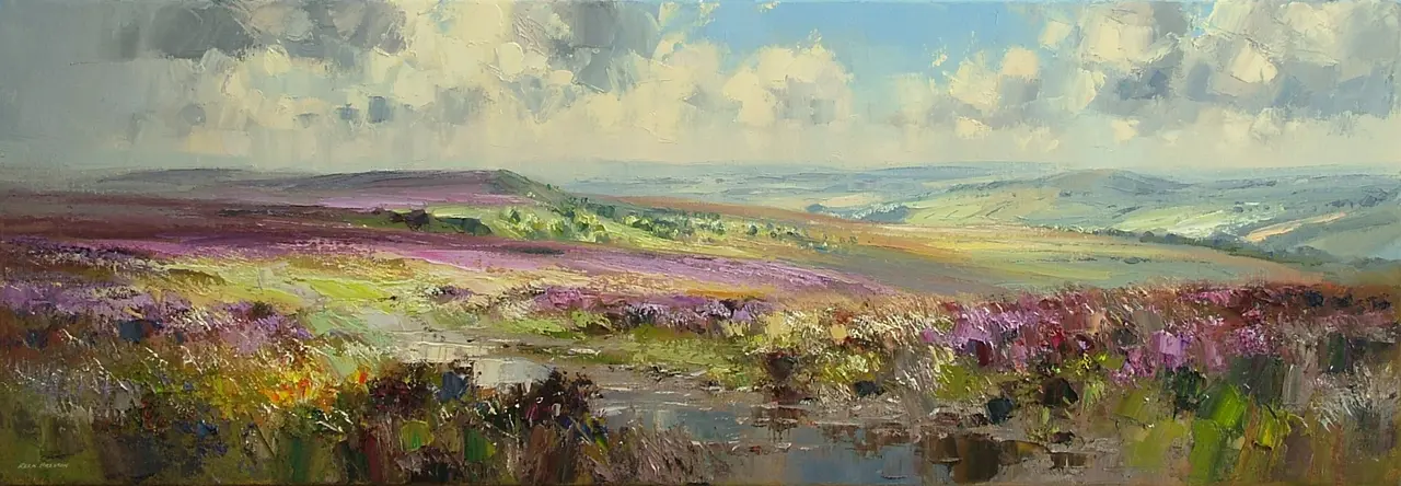 Rex Preston - sunshine and cloud shadows, white edge moor